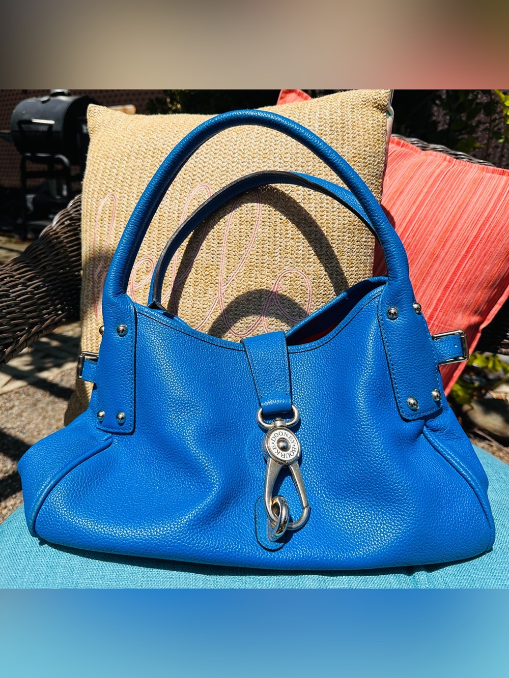 Dooney Bourke pebble leather royal Blue Shoulder Bag with gold tone hardware
